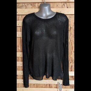 Commense See Through Ribbed Mesh Top - L